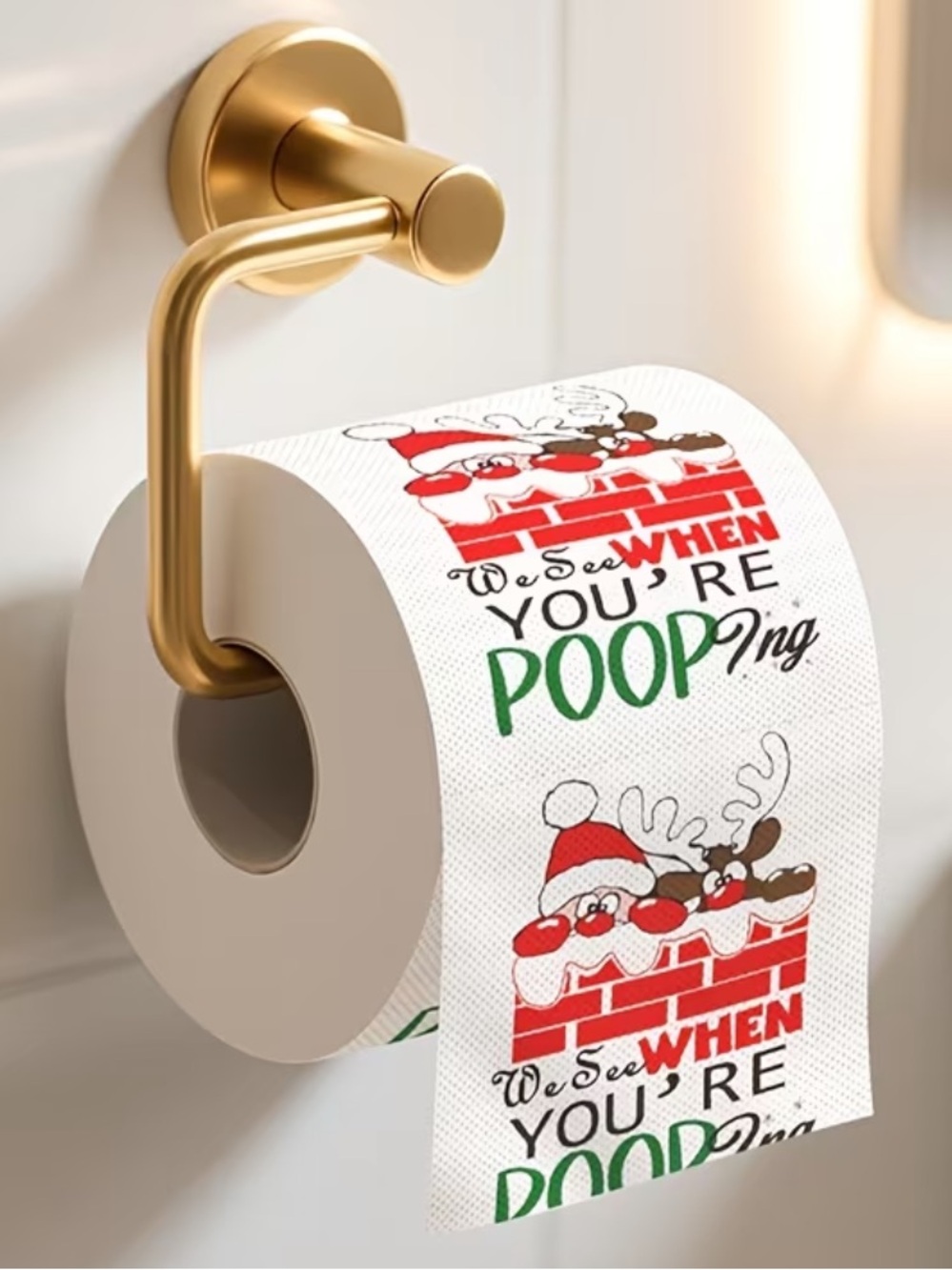New Festive Holiday Toilet Paper Roll - Santa & Reindeer